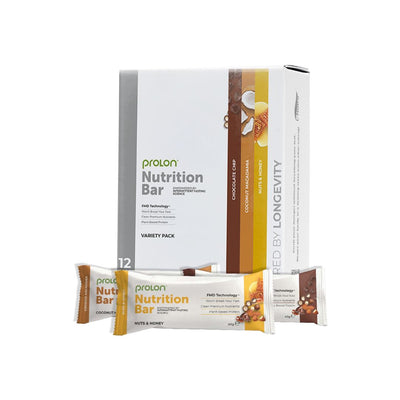 Prolon Nutrition Bar variety pack on a white background
